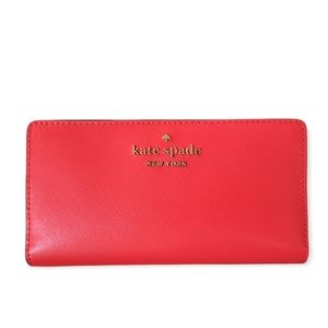 Kate Spade Staci Slim Bifold Wallet Coral Red